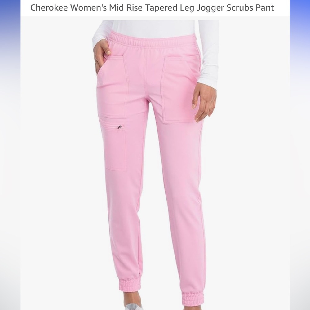 Cherokee Womens Mid Rise Tapered Leg Jogger Scrub Pants